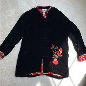 Silk lined, velvet embroidered Asian style top